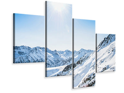 modern-4-piece-canvas-print-mountain-panorama-in-snow