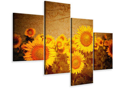 modern-4-piece-canvas-print-retro-sunflower
