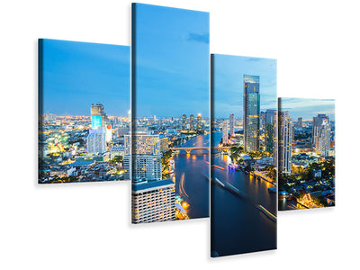modern-4-piece-canvas-print-skyline-bangkok-at-dusk