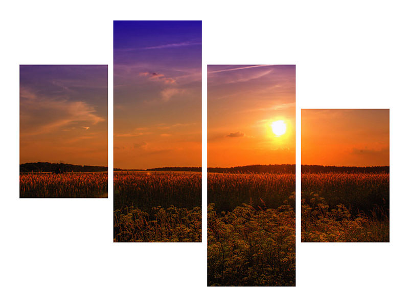 modern-4-piece-canvas-print-sunset-at-the-flower-field