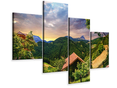 modern-4-piece-canvas-print-swiss-mountains-in-summer