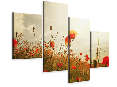 modern-4-piece-canvas-print-the-poppy-field-at-sunrise