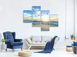 modern-4-piece-canvas-print-the-seagulls-and-the-sea-at-sunrise