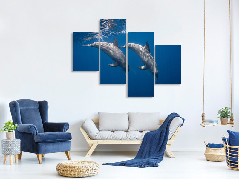 modern-4-piece-canvas-print-two-bottlenose-dolphins