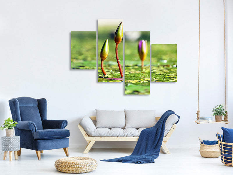 modern-4-piece-canvas-print-water-lilies-in-xl