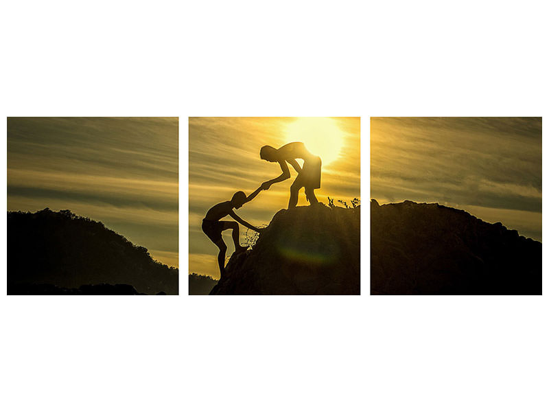 panoramic-3-piece-canvas-print-climbing-in-the-mountains