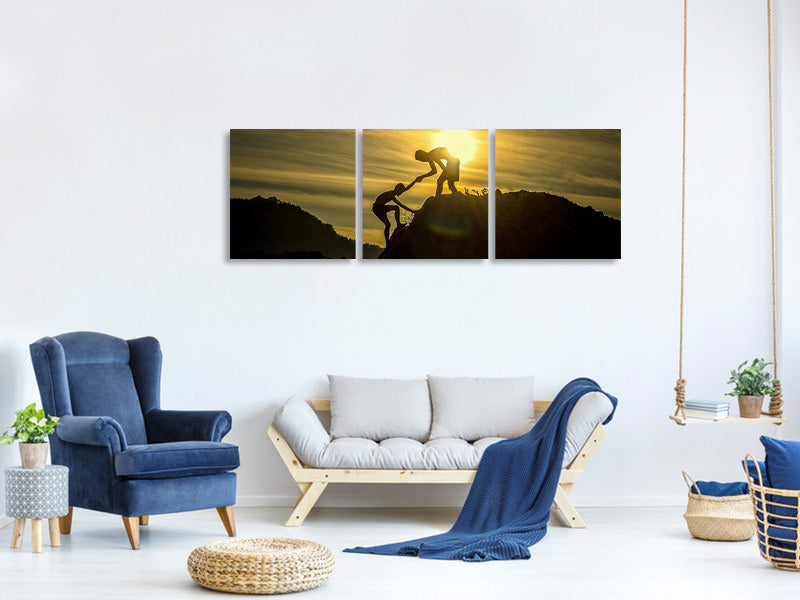 panoramic-3-piece-canvas-print-climbing-in-the-mountains
