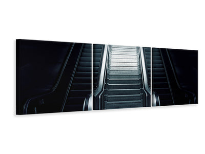 panoramic-3-piece-canvas-print-escalator-in-the-dark