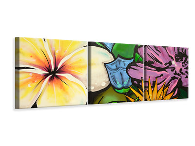 panoramic-3-piece-canvas-print-graffiti-flowers