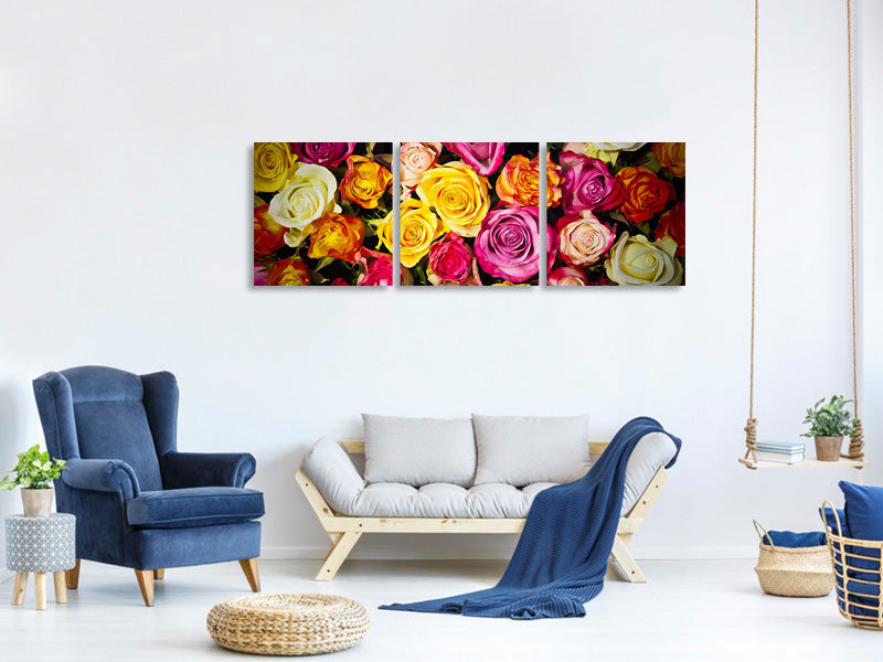 panoramic-3-piece-canvas-print-many-colorful-rose-petals
