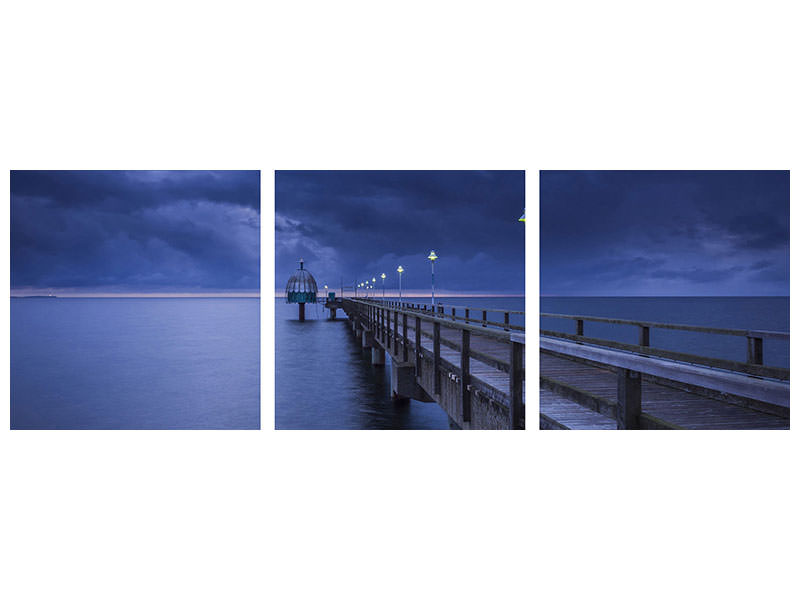 panoramic-3-piece-canvas-print-pier-at-night