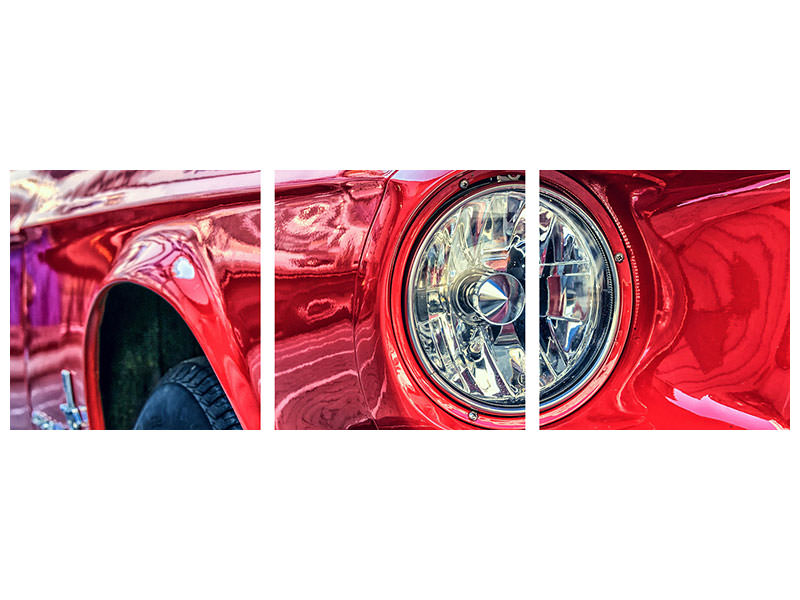 panoramic-3-piece-canvas-print-red-vintage-car