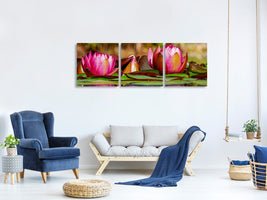 panoramic-3-piece-canvas-print-red-water-lily-trio