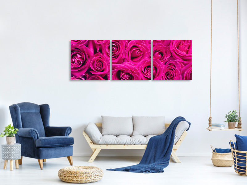 panoramic-3-piece-canvas-print-rose-petals-in-pink