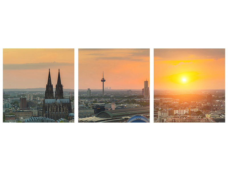panoramic-3-piece-canvas-print-skyline-cologne-at-sunset