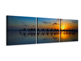 panoramic-3-piece-canvas-print-sunset-camel-ride