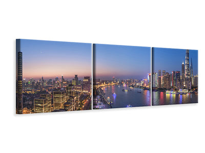 panoramic-3-piece-canvas-print-the-blue-hour-in-shanghai