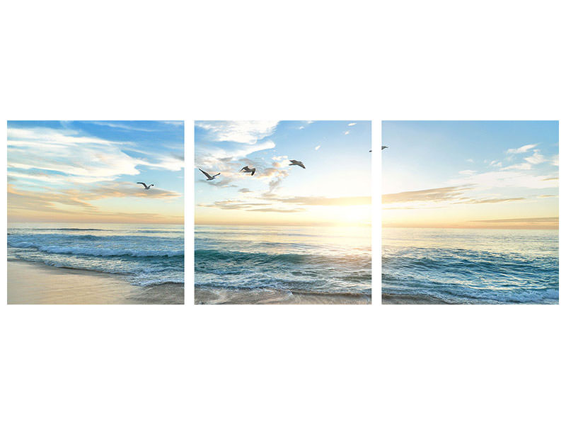 panoramic-3-piece-canvas-print-the-seagulls-and-the-sea-at-sunrise