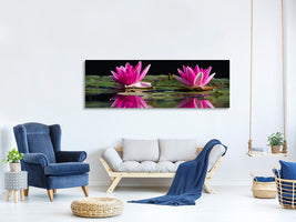 panoramic-canvas-print-water-lilies-duo-in-pink